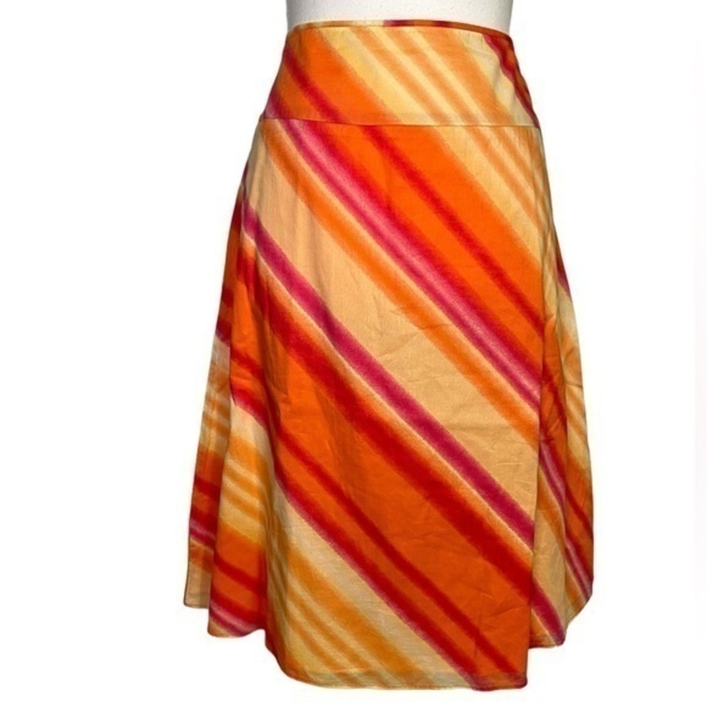 New York & Company Colorful Diagonal Striped Cotton Midi Skirt